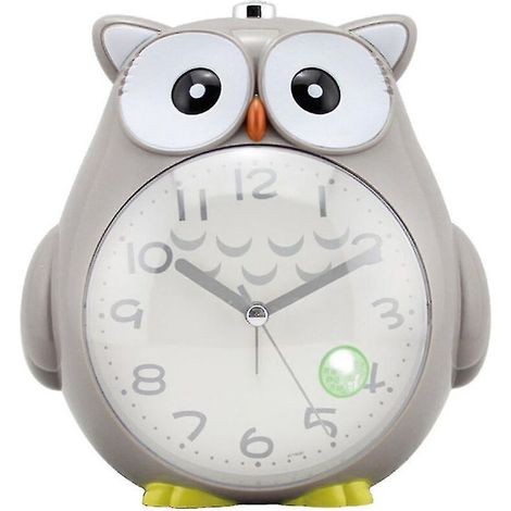 Réveil silencieux hibou à balayage, double tonalité, pour enfant ou étudiant - Gris (1/5)
