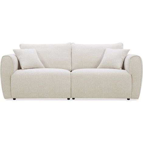 Canape 3 places en velours texture beige nalya (1/5)