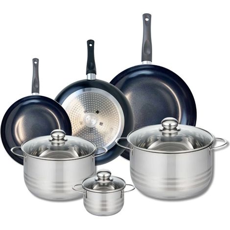 Ensemble de 3 Poêles de cuisson 20, 24 et 28 cm et 3 faitouts 12, 20 et 24 cm Elo Prima Brillant (1/5)