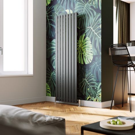 ELEGANT 1800 x 608 mm Vertical Column Designer Rads Central Heating Radiator White Single Flat Panel + Thermostatic Radiator Valves (1/5)