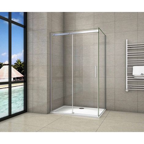 150x70x195cm porte de douche coulissante avec un receveur correspondant à la dimension de la cabine de douche (1/5)