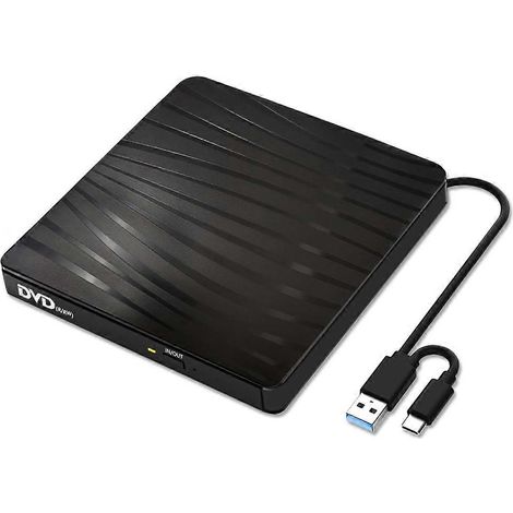 Externes CD/DVD-Laufwerk für Laptops, tragbares USB-A/C-3.0-CD/DVD-Laufwerk, CD-ROM-Brenner/Schreiber, Disc-Duplikator (1/5)