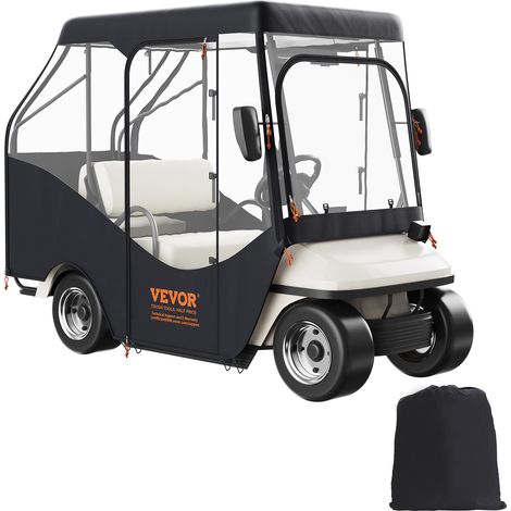 VEVOR Copertura per Carrello da Golf, Copertura per Carrello da Golf in Poliestere 420D con Finestre Trasparenti su 4 Lati, Coperture per Auto 4 Passeggeri, Copertura per Carrello Esterno Antipolvere