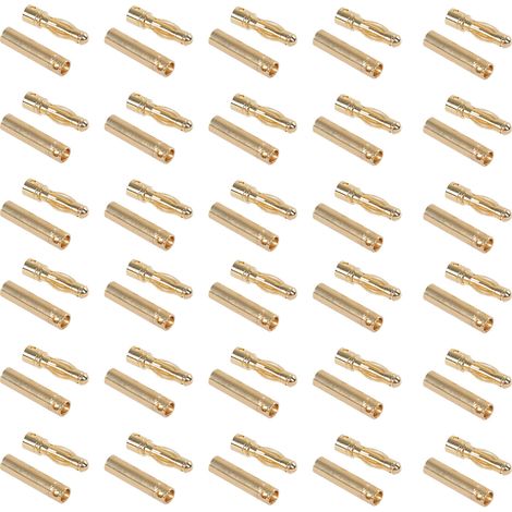 30 jeux de connecteurs mâles et femelles pour batteries RC, en laiton plaqué or, avec fiches bananes, pour modèles de télécommandes. (1/5)