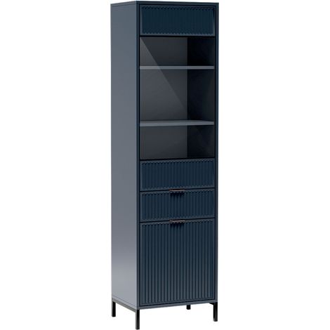 AX LIVING Glasvitrine Berlinette 5 Vitrine blau Kaschmire 54,5cm breit