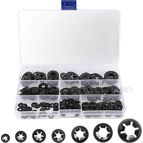 Rondelle De Blocage - Acier Manganèse 65 - M3 M4 M5 M6 M8 M10 M12 - 340 Pièces - Boîte De Rangement Noir