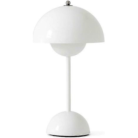 Lampe de table champignon style nordique, lampe macaron rechargeable, style vintage, tactile, à intensité variable, 3 couleurs LED, décoration pour chambre, bureau ou lampe de chevet. Couleur : blanc.