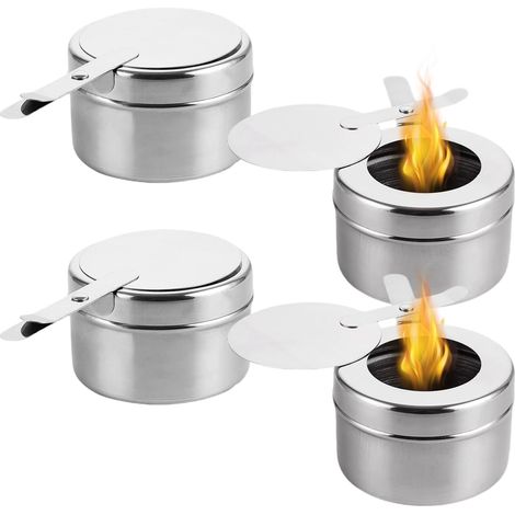 Récipients à Pâte Combustible, Brûleur à Alcool en Acier Inoxydable, Accessoires de Cuisson, pour Réchaud à Fondue, Buffet Chafing Dish, Camping et Hot Pot (1/5)