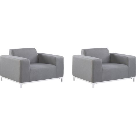 Gartensessel 2er Set ROVIGO Stoff Grau