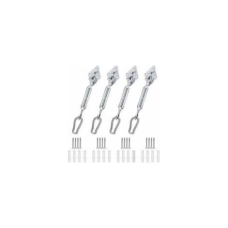 Kit de Fixation Voile d\'ombrage, Kit de Fixation pour Voile de Jardin pour Voile D\'ombrage en Acier Inoxydable 304 pour Triangle Carr Rectangle et Triangulaires (44 pices) (1/4)
