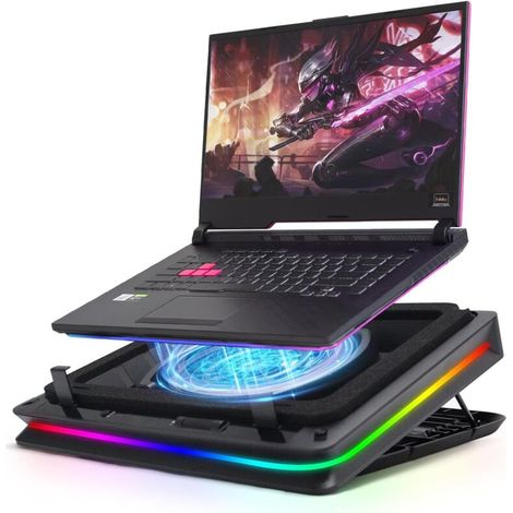 Support de refroidissement pour ordinateur portable de jeu avec commande tactile, vitesse variable, pour un refroidissement rapide des ordinateurs portables de 13 à 19 pouces, ventilateur turbo puissa (1/5)