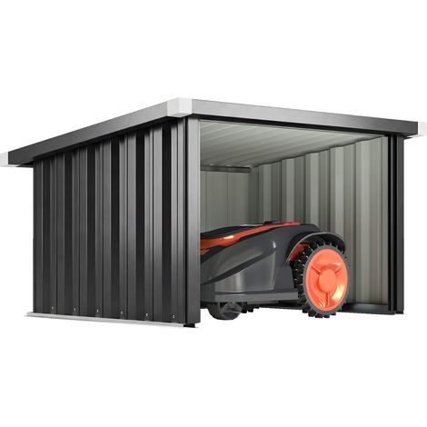 Mähroboter Garage Stahl 108 x 86 x 62,5 cm Rasenroboter Garage mit Pultdach Schutzkante Verzinkte Stahl