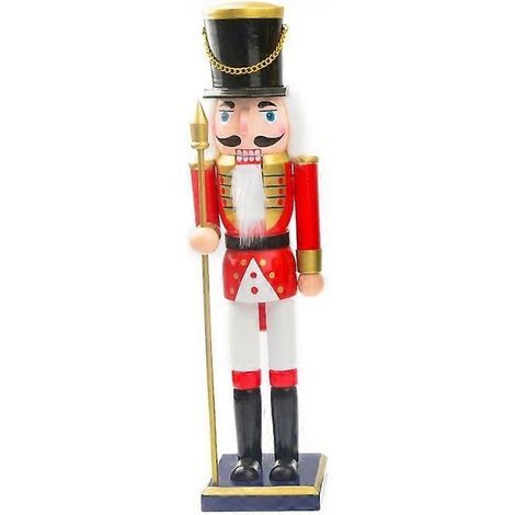 Casse-noisettes rouge et blanc, figurine de soldat en bois, jouet, décorations de Noël - 2 (1/5)