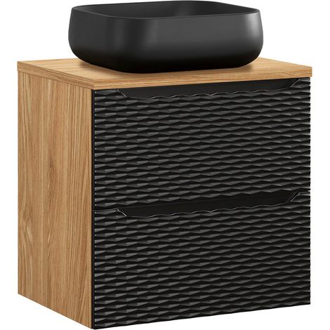 Mueble lavabo individual 60cm Elora Negro y madera (1/4)