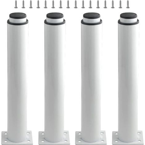 4er-Set Möbelfüße – Verstellbare Stütze – Robuster Stahl mit kratzfester Unterseite – Für Tisch, Bett, Sofa – Weiß – 25 x 6,2 cm bis 42 x 6,2 cm (1/5)