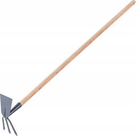 KADAX Hacke aus Metall, Gartenhacke mit langem Stiel aus Holz, 3 Zinken