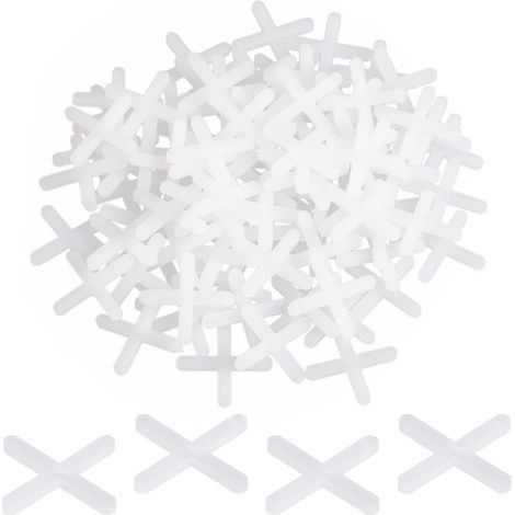 Pack of 500 3mm white plastic self-leveling spacers for wall and floor tiles (1/5)