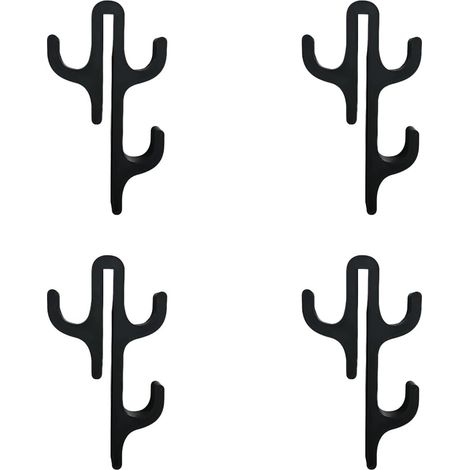 Set of 4 black hooks for frameless glass towel racks for shower and bathroom, tool-free installation, space-saving shower support for kitchen and bathroom (1/5)
