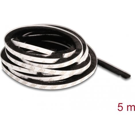 Delock Tira de Cepillo autoadhesiva de 10 mm - 5 m de longitud, negra