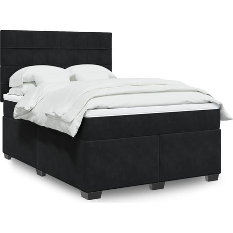 Boxspringbett mit Matratze Schwarz 160x200 cm Samt