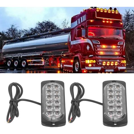 Set mit 2 Seitenmarkierungsleuchten für LKW/Transporter, 12–24 V, 12 ultradünne Blitz-LEDs, 36 W, gelbes Licht (1/5)