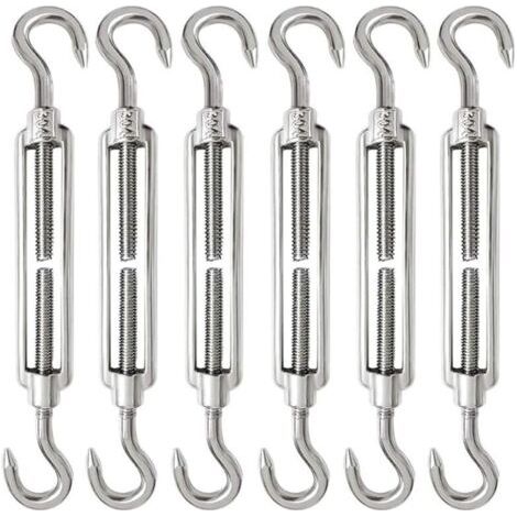 6 Pièces Tendeur Cable M6 Tendeur Cable Inox 304 Réglable Crochet de Ridoir et Crochet pour Tendeur de Fil Cable Acier Corde Crochet Tendeur