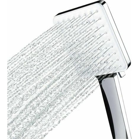 Square Shower Head Handheld Shower with 6 Modes High Pressure Chrome (1/5)