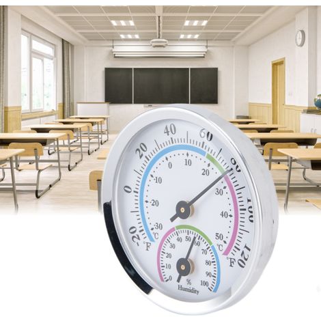 Mini-Thermometer, Wandmessgerät für Temperatur und Luftfeuchtigkeit in Innenräumen, Gewächshausthermometer und -hygrometer, batterielos, silberfarben. (1/5)