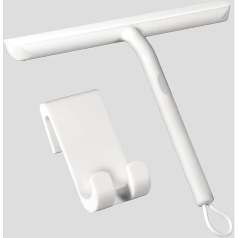 Raclette Douche, Raclette de Douche Nettoyage sans Traces pour Porte en Verre,Raclette Salle de Bain avec Support-21cm Blanc,Raclette Silicone pour Porte de Douche,Vitre de Voiture,Miroir etc (1/4)