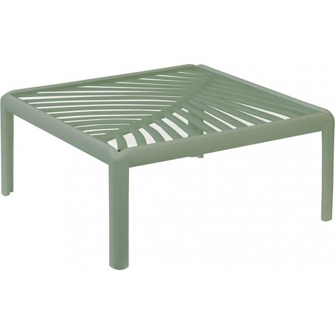 Tavolino quadrato per salotto in polipropilene con vetro 70x70xH32 cm -  Verde