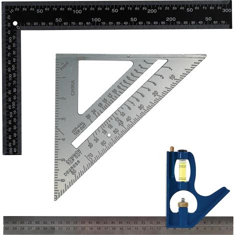 Daptez ® Metal Roofing Rafter Set Square 12" X 8" (300mm x 200mm), Dual Markings Metric and Imperial Roofers Square Alloy Rafter Guide for All Trades and DIY (1/5)