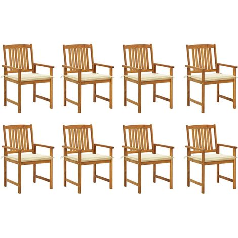 Lot de 8 Chaises de jardin avec coussins - Chaises d'extérieur pour terrasse/jardin Bois d'acacia solide BV599548 - BonneVie (1/5)