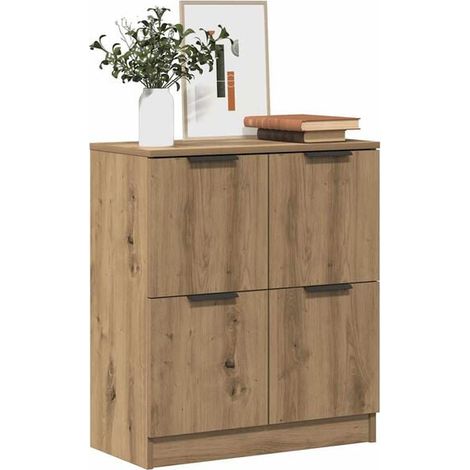 Buffet de Cuisine en Bois de Chêne, 60x30x70 cm, Meuble de Rangement avec Portes et Étagères, Style Rustique pour Salle à Manger ou Salon (1/5)