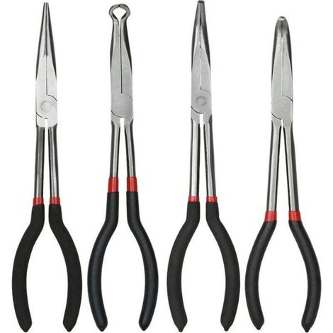 Pince Bec Effilé - 28 cm - Angle 45° 90° Droit Circulaire - Lot de 4 - Atelier Garage Chantier (1/4)