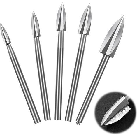 BRAVIX Lot de 5 outils de sculpture sur bois avec tige de 0,3 cm, outil rotatif pour le bricolage, la sculpture, le meulage, la gravure, le perçage (1/4)