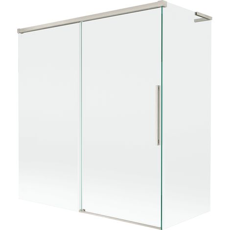 Mexen Rox L Badewannenabtrennung 2-flügelig, schiebbar 150 + 70 x 150 cm, transparent, gebürsteter Nickel - 8C9L-150-070-97-00