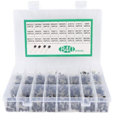 840 Transistor, Kit assortiment 24 valeurs NPN PNP, Boîte rangement plastique, Projets électronique bricolage (1/5)