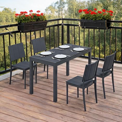 Salon de jardin en métal plastique 141,5 x 70,5 x 74,5 cm (1/5)