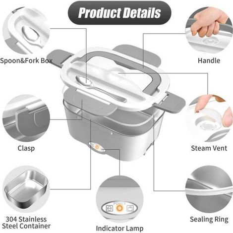 Boîte Chauffante Repas - Lunch Box Électrique 3 en 1 - 1.5L - 12V/24V/220V - Étanche et Pratique (1/4)