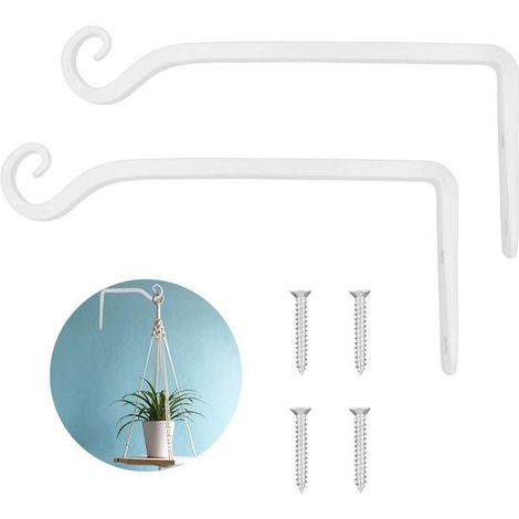 Soporte para plantas, Paquete de 2, Gancho de pared, Para colgar macetas, comederos, faroles, lámparas de pared, 25x10cm, Negro (1/5)