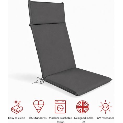 SP High Back Recliner Pad Cushion - L116 x W49 x H6 cm - Grey