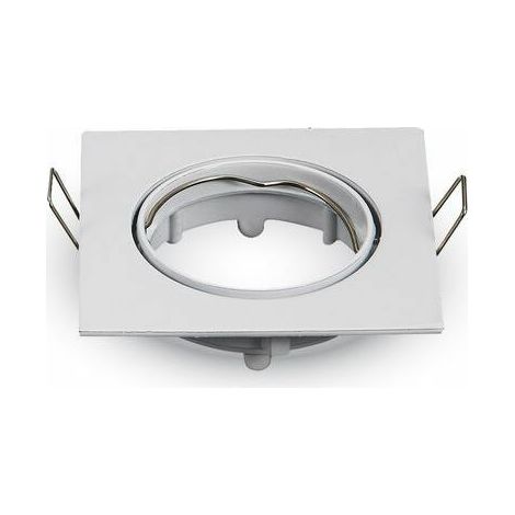 Supporto orientabile per faretti a led GU10 ad incasso quadro bianco per cartongesso quadrato (1/4)