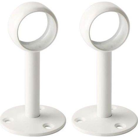 Support de tringle de penderie – 26 mm de diamètre avec vis – Acier inoxydable – Blanc brillant – Lot de 2 (1/5)