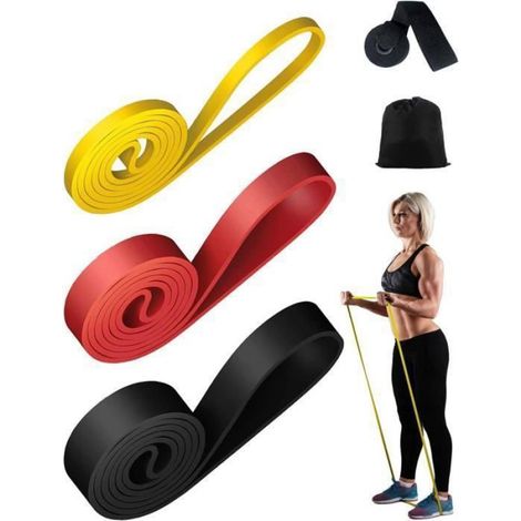 Bande Elastique Musculation - Latex Naturel - Résistance Variable 3 Niveaux - Pour Home Gym Et Voyage - Lot De 3 (1/5)