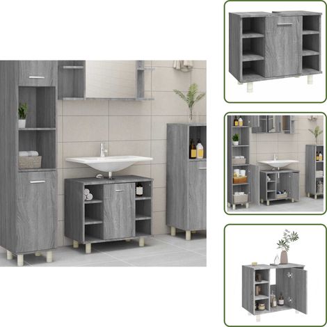 Armoire de bain Sonoma gris 60x32x53,5 cm Bois d'ingénierie - Meuble De Salle De Bain - Armoire De Salle De Bain - Rangement Salle De Bain - Commode Salle De Bain - Décoration Salle De Bain (1/5)