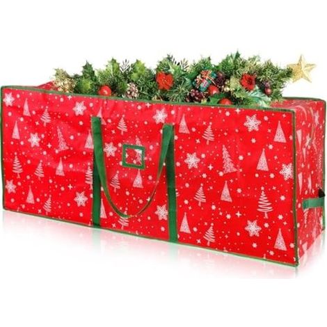 Borsa impermeabile per riporre l'albero di Natale con stampa di fiocchi di neve. (1/5)