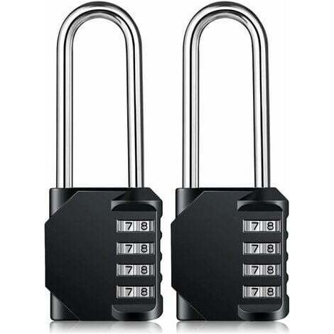 Cadenas à combinaison robuste – Cadenas résistant aux intempéries, verrou réinitialisable, anse de 6,3 cm de long en alliage de zinc à 4 chiffres, 2Pcs