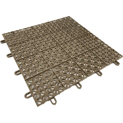 Ezooza MultiFlex – 11 Piastrelle Drenanti Flessibili per Esterni (1 m²), 30x30 cm, Plastica Riciclata, Colore: Beige