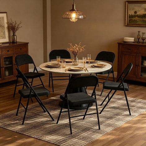 Silla plegable elegante, juego de sillas plegables, silla plegable con asiento acolchado, asiento clásico funcional (solo con 6 sillas plegables) (1/5)