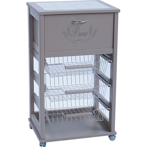 Carrello cucina portafrutta con portapane LACCATO TORTORA (1/4)